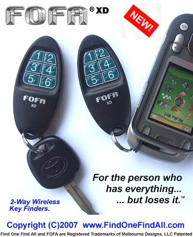 2-Way RF FOFA® Find One Find All® Key Finder, Wallet Finder, Cell Phone Finder, Remote Control Locator. Set of 2