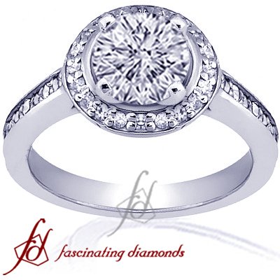 1.3 Ct Round Diamond Engagement Ring Pave 14K 