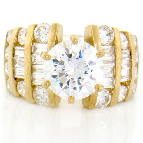 10K Solid Gul Gull Hvit CZ Engagement Ring smykker 10K Solid Yellow Gold White CZ Engagement Ring Jewelry