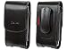 Premium Executive Black Vertical Omega Leather Case Pouch (With Spring Belt Clip) for MOTOROLA V750, VE20, RAZR V3 / LG AX565, Chocolate 3 VX8560, VX8700 / Samsung T639, R400, R500, U740 Alias - RETAIL PACKAGING