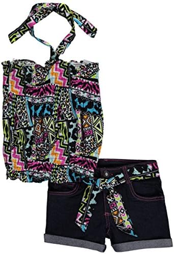 Liquid Gold Girl Little Girls' "Rainbow Clash" 2-Piece Outfit - black/multi, 6