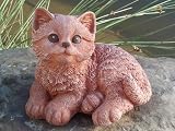 Steinfigur Katze sitzend Steinguss Terrakotta