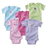 Newborn Girls' Gerber Multicolored Short-Sleeve 5pk Assorted Onesies 3-9M
