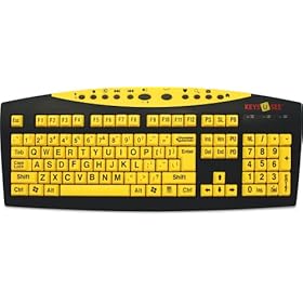 Large Print USB & PS2 Computer Keyboard (Yellow with Black Letters) Great for Visually Impaired Individuals