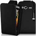 Supergets H�lle f�r HTC Wildfire S Imitat Ledertasche H�lle in Schwarz, Mini Eingabestift, Schutzfolie, Zubeh�r Set