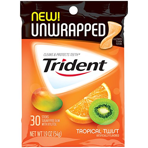 Trident Unwrapped Sugar Free Gum (Tropical Twist, 30-Piece, 4-Pack)