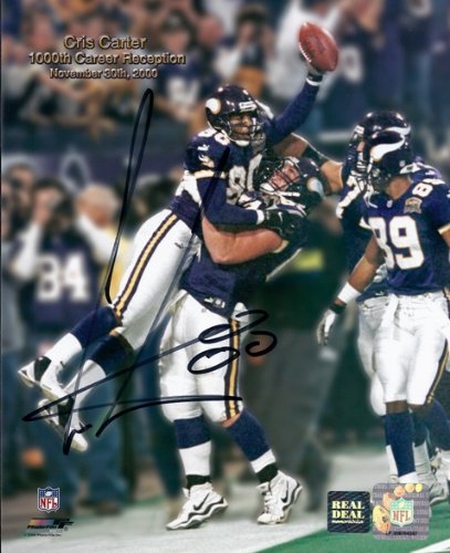 Cris Carter Autographed Minnesota Vikings 8x10 Photo - 1000th Career reception