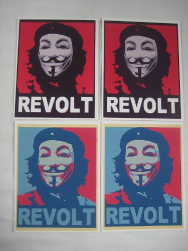 Huge save onmasks guy fawkes 4 x Anonymous REVOLT Che Guevara Vinyl decals stickers 2 Guy Fawkes V mask