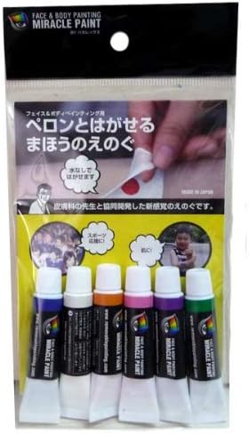 Miracle Paint, Removable Face & Body Painting Tube 4ml, Set of 6 colors, Made in Japan