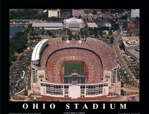 Ohio State Buckeyes Ohio Stadium Aerial Picture NCAA, Standard Frame, Cherry