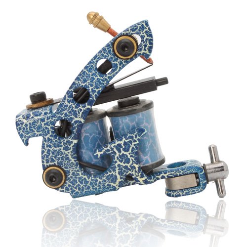 Colorful Beginner 10 Wrap Coils Tattoo Machine Liner Shader Gun HB-WPT095E Blue