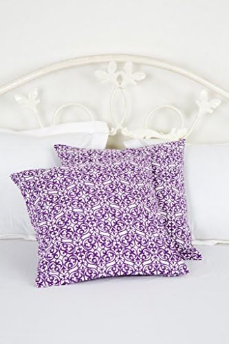 Violet Mughal Frame Cushion Covers Set of 2 Pcs. (Size 16x16")