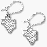West Virginia Mountaineers 3/8 Outlined WV Dangle Earrings - 10KT White Gold Jewelry