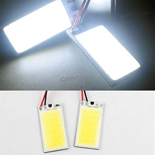 2x COB 18-LED Plate Light INTERIOR DOME LIGHT BULBS T10 Festoon 12V -White