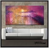Modern Abstract Canvas Wall Art. Limited Edition, Hand Embellished Giclee on Canvas, HUGE! 60 x 30 x 1.5 Ready to Hang! DREAM IN COLOR