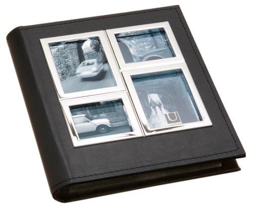 Umbra Horizon Metal and Faux Leather Photo Album Holds 104 4 x 6 Photos - Chrome & Black