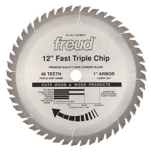 Freud LU81M012 12-Inch 48 Tooth TCG Stacked Chipboard Cutting Saw Blade with 1-Inch Arbor