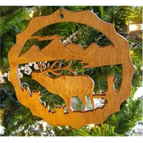 Elk Wooden Christmas Ornament