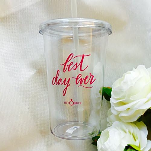 Best Day Ever Handwritten Fuscia Pink Tumbler Water bottle