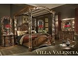 Villa Valencia 10-Piece King Poster Canopy Bed Set - Aico 72015T-55
