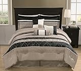 IMAGE OF 7Pcs Queen Dustin Grey Bedding Comforter Set