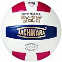 Tachikara SV5W Gold Competition Premium Leather Volleyball (Scarlet/White/Navy)