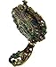 Ivenf Vintage Handheld Metal Oval Make-Up Mirror, Peacock Closed Tail, Bronze