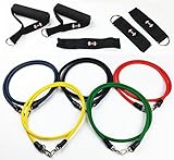 Resistance Bands - Best for P90X and Crossfit type Workouts. This complete set of Exercise Bands includes Ankle Straps, Handles, Carrying Case and a Door Anchor to give you a Full Body Workout, from Shoulders to Legs - by Firm Fit