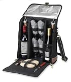Picnic at Ascot 156BLK-G Vintage Black Wine Backpack 4-person
