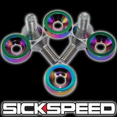 4Pc Neo Bolt/Washer For Trunk Hood Hinge Latch Radiator Support 12Mm 1/2" for Dodge Dart