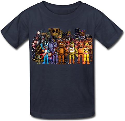 CoolflyFan Kid's O Neck Cotton Five Night T-shirts (M, Navy)
