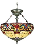 Belle Fleur Semi-Flush Tiffany Ceiling Light in Vintage Bronze