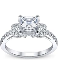 certified 1.60 ct princess cut diamond wedding engagement anniversary bridal ring set band