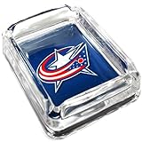 Image Columbus Blue Jackets Glass Ashtray - Dimensions 3 Inch x 4 Inch - Simulated Black Velvet Botton
