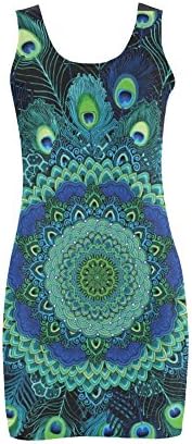 Abbie Miller Peacock Pattern Women's Polyester Vest Dress Black