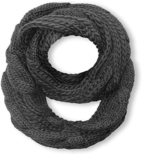 Peach Couture® Soft and Cozy Cable Knit Chunky Loop Scarf / Wrap (Grey)