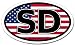 South Dakota SD and US Flag Car Bumper Sticker Decal Oval