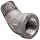 Anvil Malleable Iron Pipe Fitting, Class 150, 45 Degree Street Elbow, NPT Male x NPT Female, Black Finish