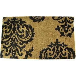Black and Natural Decorative Heavy Duty Coir Doormat, Design 1