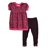 BT Kids Toddler Girls 2 Piece Pink Black Zebra Print Top Polka Dot Leggings Set
