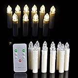 XABL Set of 10 LED Taper Candles Warm White Lights with Remote Control and Clips for Decoration Home and Christmas Holiday