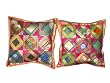2 Coral Hot pink Bundi blue Color Tribal India Vintage Sari Toss Pillow Cushion Covers