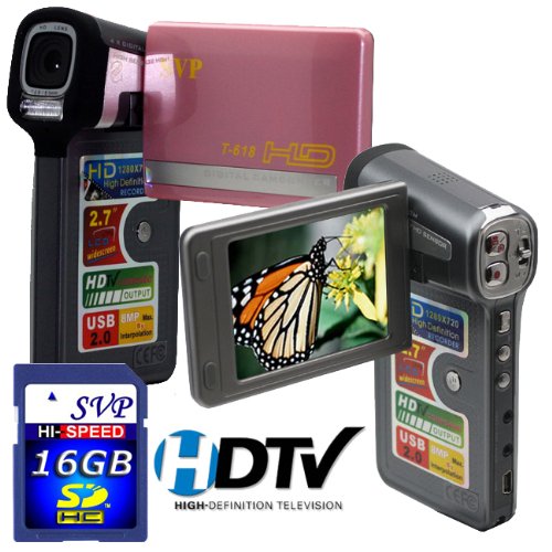 SVP T618 2.7-inch 1280X720p HD Widescreen Pink Digital Video Camcorder (SVP 16GB SDHC Memory Card Included) SVP T618 2.7-inch 1280X720p HD Widescreen Pink Digital Video Camcorder (SVP 16GB SDHC Memory Card Included)