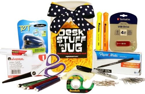 HiTech Ribbon Desk Accessories in a Jug, Geeked Out College Colors Collection, Purple and Gold