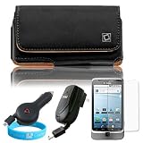 512B8K09J2L. SL160  Executive Protection Combination Kit Black Prestige Synthetic Leather Magnetic Case for T Mobile G2 HTC Google Phone + Car Charger + Home Charger + Clear Screen Protector + Wisdom * Courage Wristband