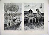 1886 Family Driver Children Sea Beautiful Antique Print