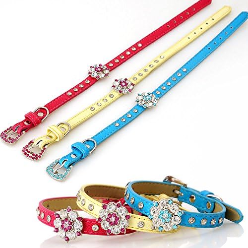 Pet House Dog Collars for Small Dogs Bling (Small, Red)