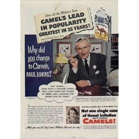 PAUL LUKAS, veteran atage, television and movie actor. ..... 1951 Camel Cigarettes Ad, A3180A.