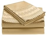 Tiara Lace 400-Thread-Count King Sheet Set, Café