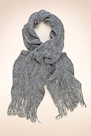Open Knit Ruffle Tassel Scarf